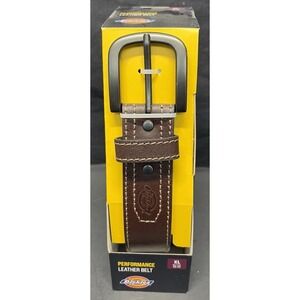 Dickies Men's Performance Leather Belt -Brown - XL 42-44 -Adjustable Buckle Logo